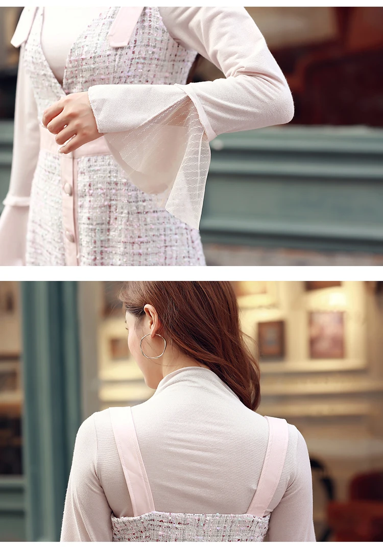 Взлетно посадочной полосы твид платье на тонких бретельках 2019 осень зима Для