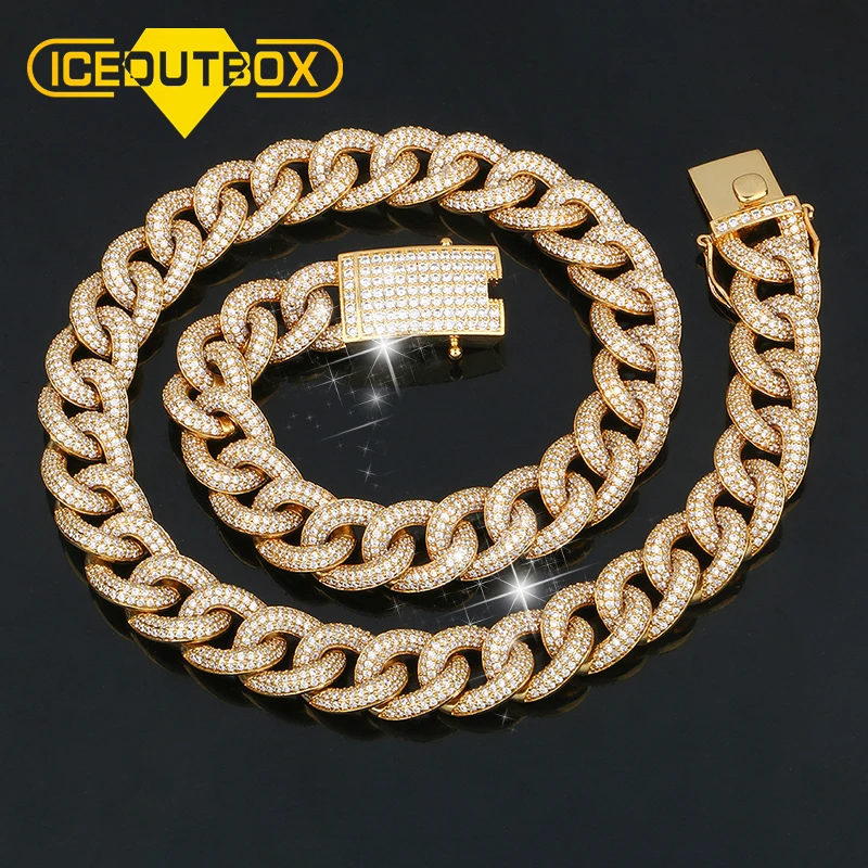 Латунная Хрустальная Тяжелая кубинская цепь Майами мужское ожерелье в стиле хип