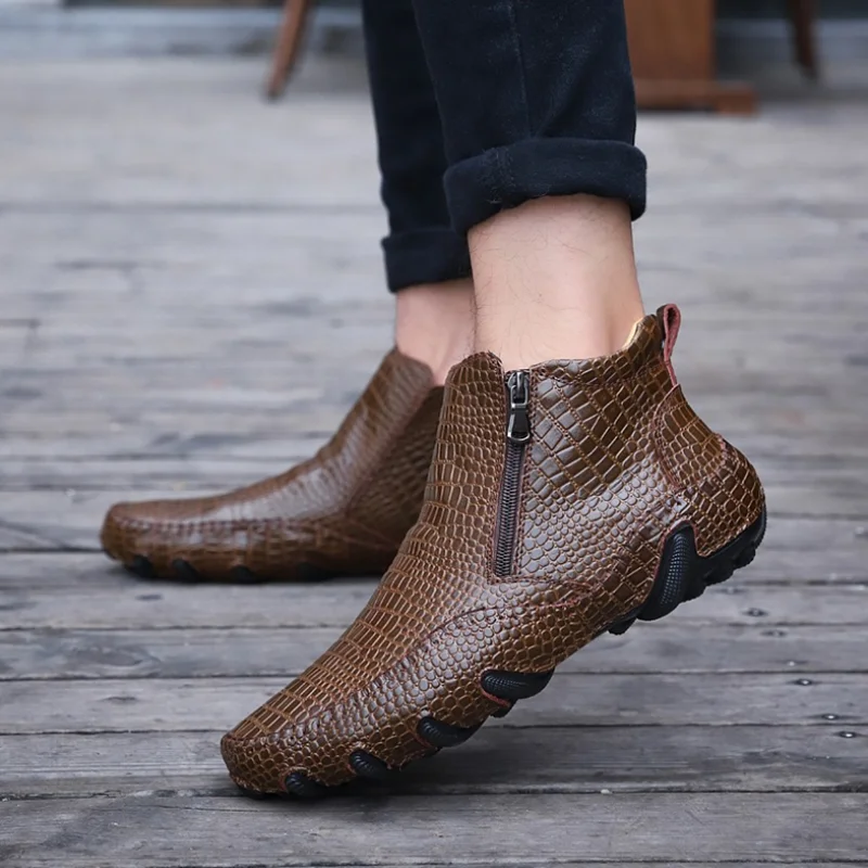 

2020 Autumn and Winter New Casual Men's Cotton Boots Plus Velvet Warm mid-cut Shoes Men's Martin Boots Short Boots Men's Shoes