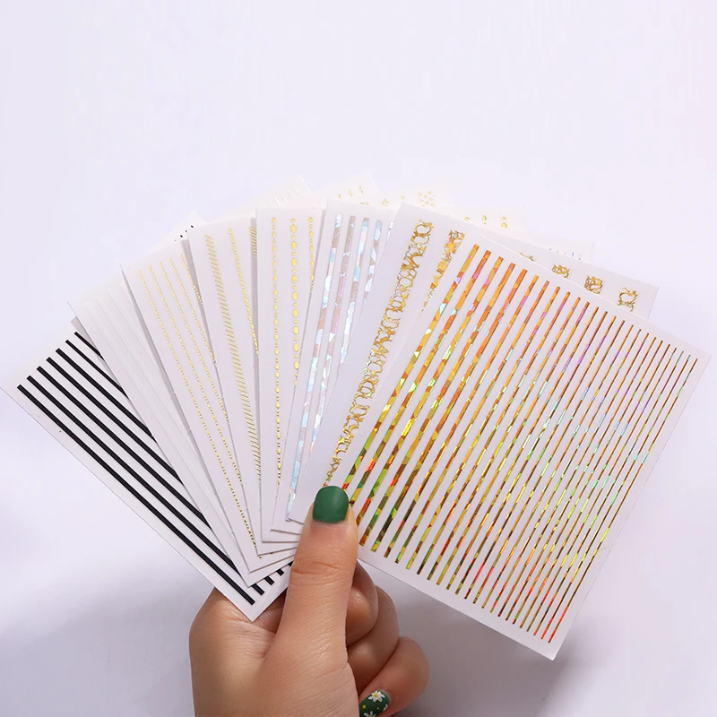 

Gold Silver 3D Nail Sticker Curve Stripe Lines Nails Stickers Gradient Adhesive Striping Tape Nail Art Stickers Decal Decoration