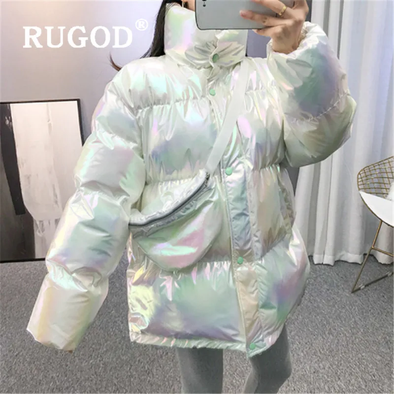 Женское светоотражающее пальто RUGOD теплое с мехом зимняя куртка 2019|Женские парки|