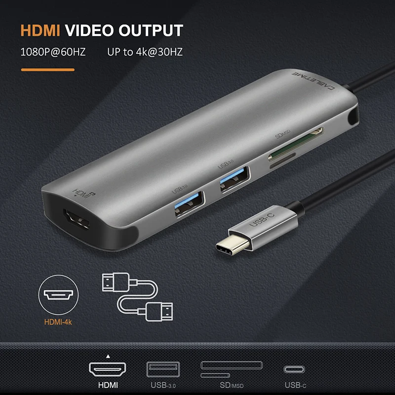 Кабель USB C концентратор HDMI 4K type-C USB 3,0 SD и Micro SD кард-ридер 5 в 1 USB-C зарядка для Galaxy S9/S8 ПК MacBook Pro N130