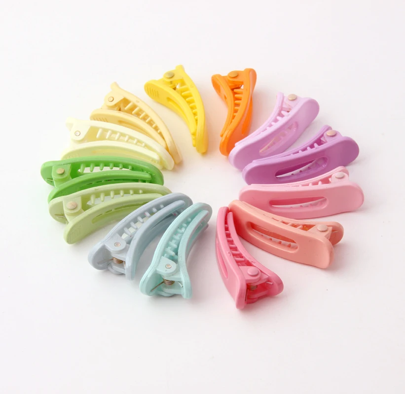 Детские заколки для волос яркие однотонные из экологичного пластика девочек