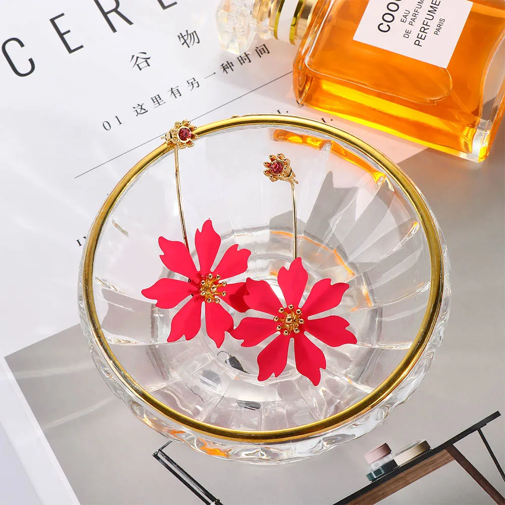 Женские длинные серьги гвоздики в богемном стиле бохо с цветком корейский стиль