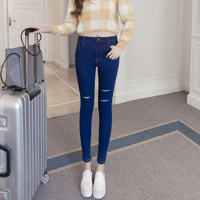 Style 18 Джинсы женские джинсовые брюки черные корейские женские узкие джинсы осенние обтягивающие тонкие Стрейчевые Хлопковые женские брюки - Цвет: Style 18