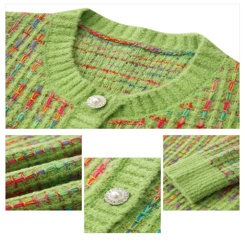 

Striped Knitted Jacket Women 2020 Autumn And Winter New Round Neck Single Breasted Small Fresh Lady Base Fashion Cardigan C186