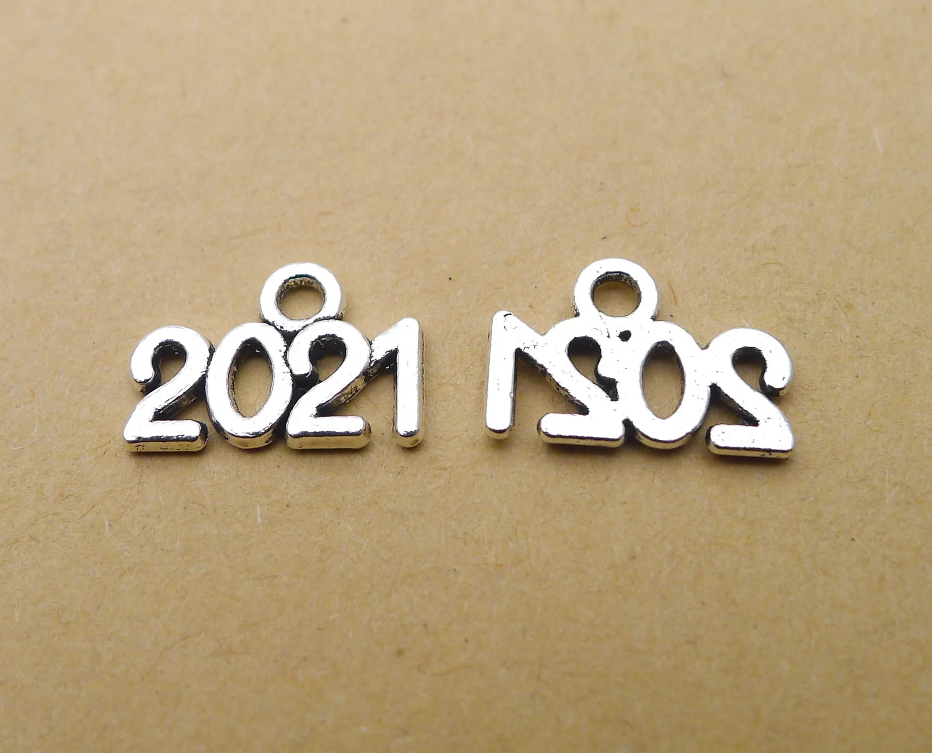 

Charm for making jewelry 30pcs 10x14mm antique silver color Number 2021 charms