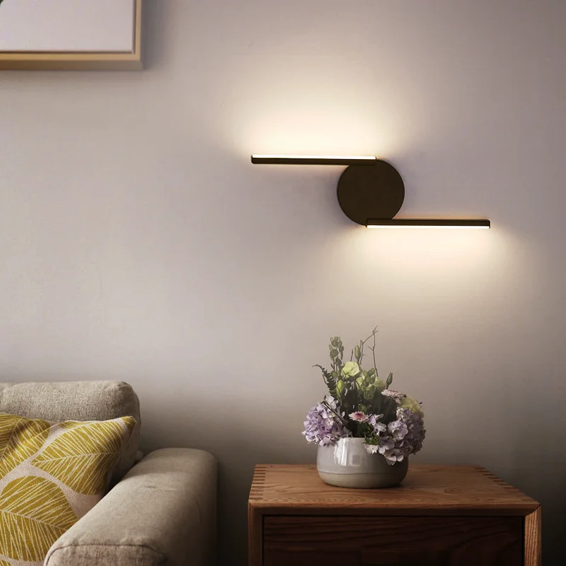 Фото Черный и белый Rezin декоративный светодиодный настенный светильник лампа для