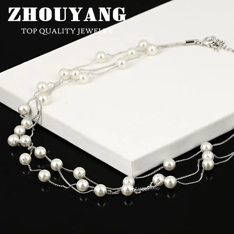 Женское винтажное ожерелье из розового золота, с искусственным жемчугом