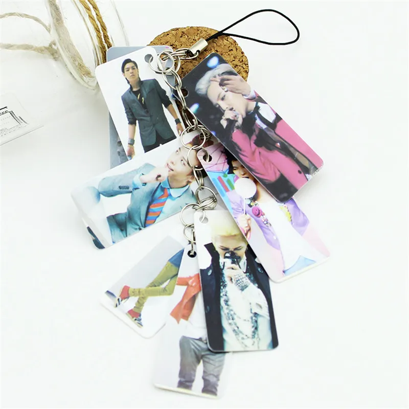Kpop Bigbang G-Dragon GD фото ПВХ Карта String брелок 8 шт. карты/струны женские сумки