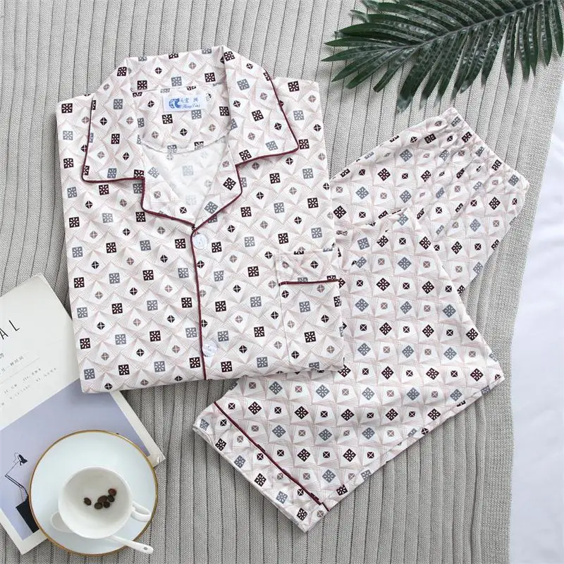 Brand Spring Summer Autumn Men Pajamas Set Shirt & Shorts Plaid Male Pijamas Sleepwear Buttons Closure Pure Cotton Home Clothing