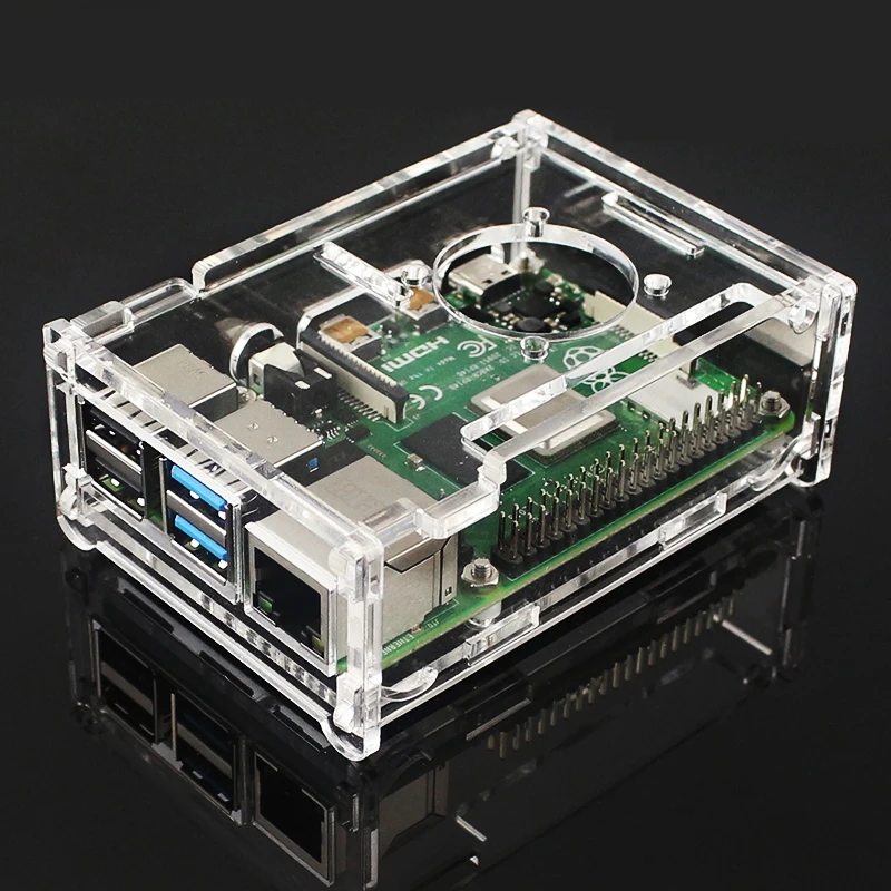 Raspberry Pi 4 акриловый чехол коробка 4B прозрачный корпус с охлаждающим вентилятором