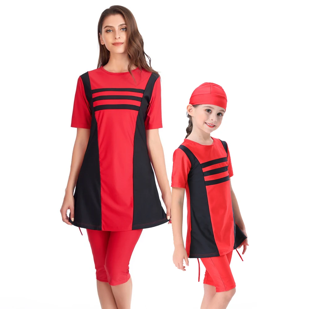 

3 PCS Plus Size Maillot De Bain Hijab Girls Muslim Swimwear Burkini Women Modest Bathing Suit Islamic Swimsuit for Kids Hasema