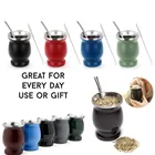 Yerba Mate чашка 304 нержавеющая сталь двойная стена 8 унций Аргентинская Тыква мате с Bombillas Чистящая Щетка чайная чашка термос