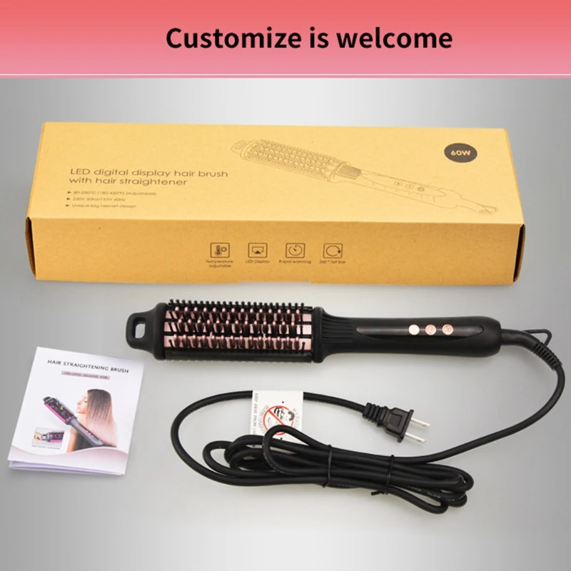 

Hair Straightener Durable Electric Straight Hair Comb Brush LCD Heated Ceramic Hair Straightening Brush