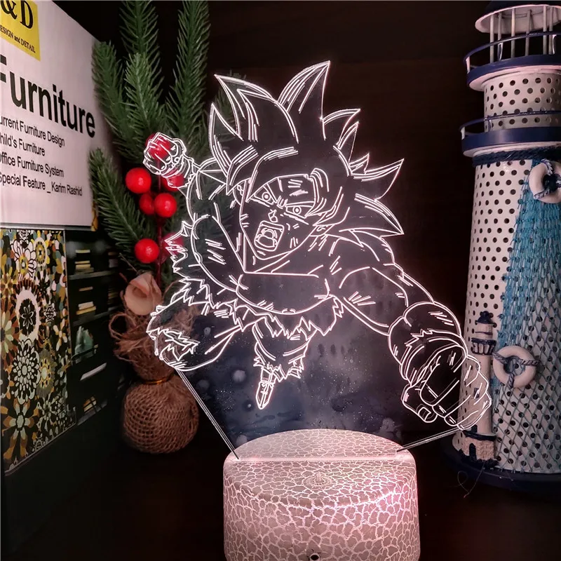 Лампа аниме Драконий жемчуг супер сын Гоку ультра инстинкт светодиодные ночники