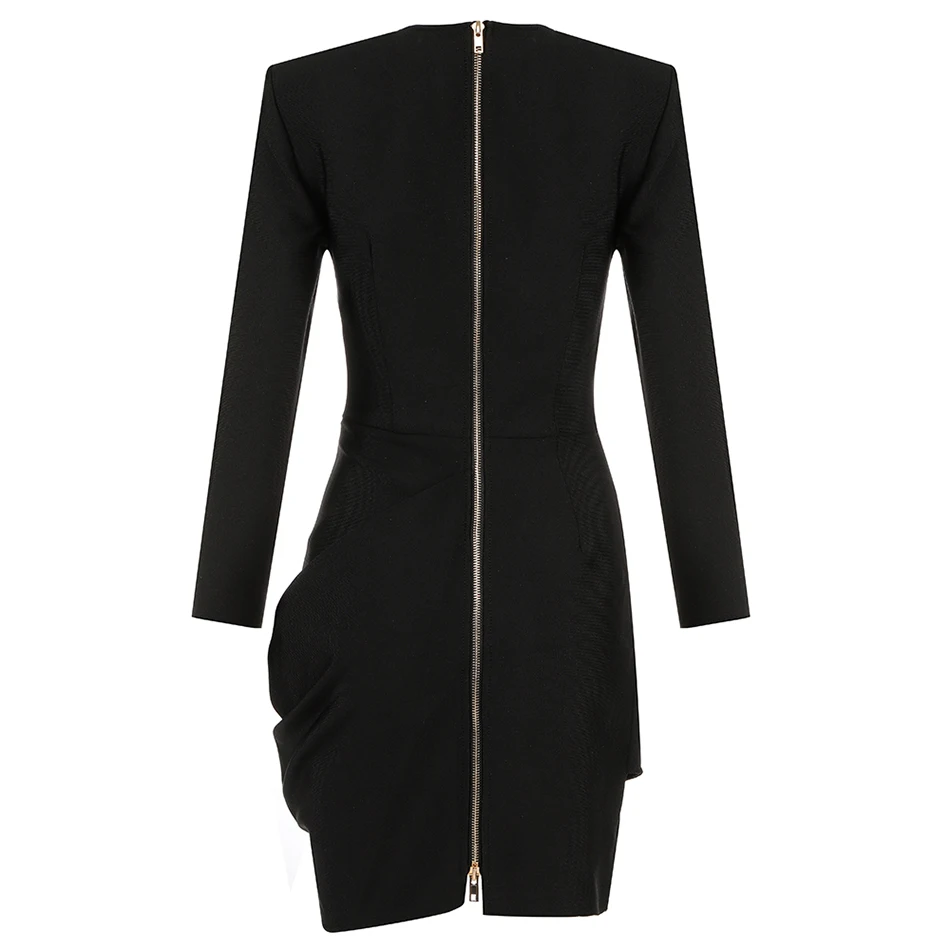 

2021 Summer New Women's Sexy Long Sleeve O-neck Zipper Design Bandage Dress Bodycon Celebrity Club Party Mini Dress Vestidos