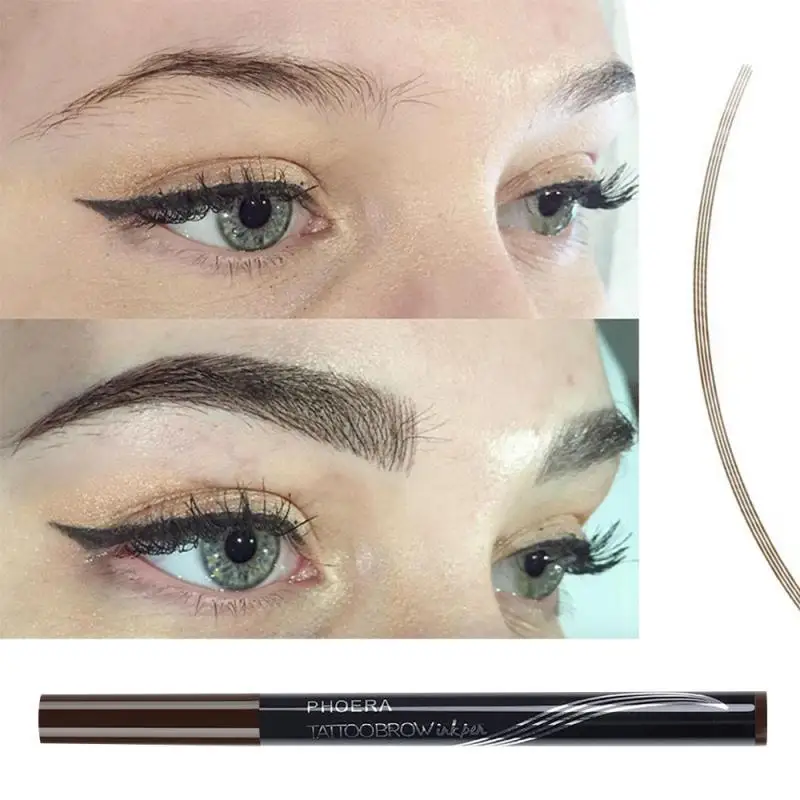 Двухсторонний карандаш для бровей PHOERA Водостойкий татуажа с вилкой и кисточкой