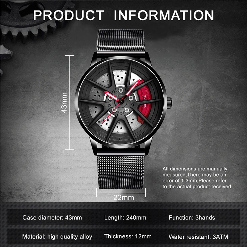 часы мужские Часы наручные кварцевые с сетчатым браслетом из нержавеющей стали -