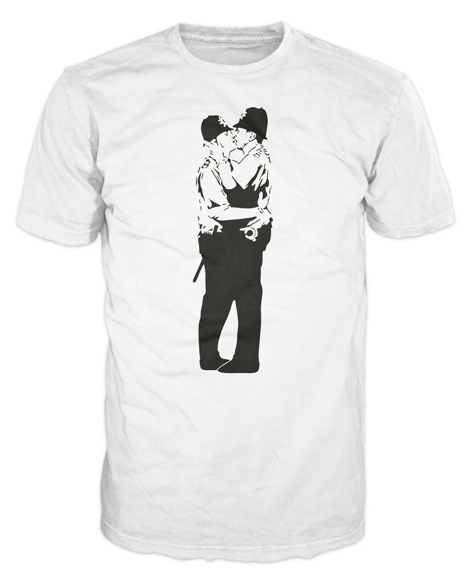 Забавная футболка Banksy Kissing Coppers умного городского ЛГБТ полицейского одежда для