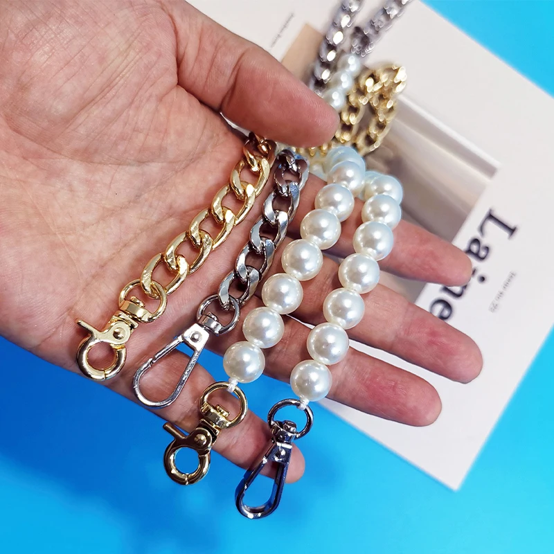 

Цепочка для сумок 60-140 см, элегантная цепочка для сумок с жемчугом, аксессуары, сменный ремешок на одно плечо, Женский металлический ремешок ...