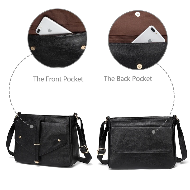 VASCHY Women Crossbody Bags Sac Casual Ladies Shoulder Messenger Bag Vegan Soft Leather Girls Female Purse Fashion Handbags