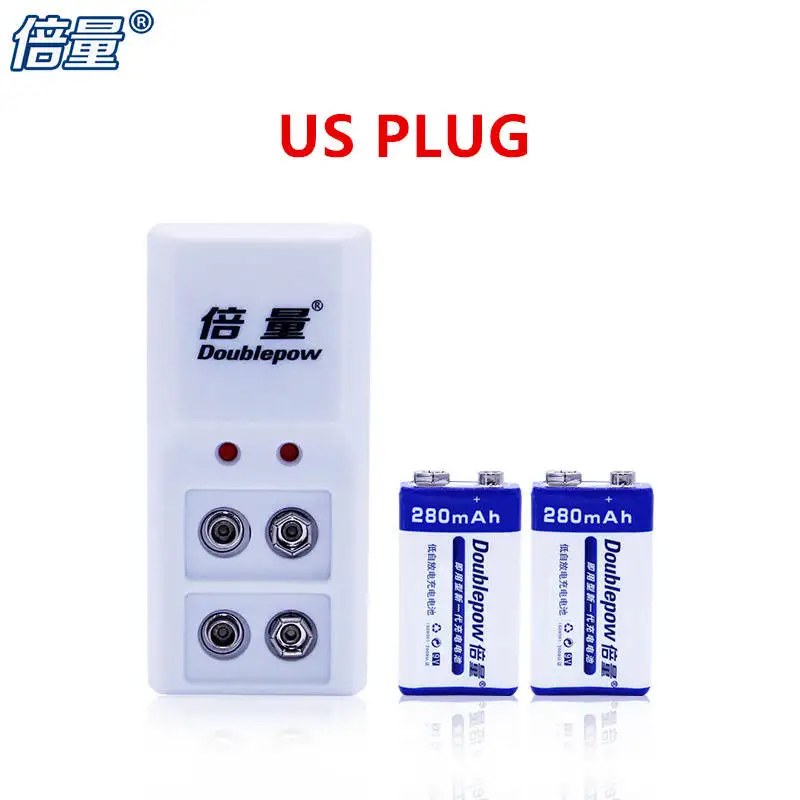 US charger 2battery Doublepow DP-6F22 9 V Батарея 280 мАч* 2 батареи мультиметр Аккумуляторы для микрофона+ 9 V B09 зарядное устройство* 1, игрушки с дистанционным управлением - Цвет: US charger 2battery