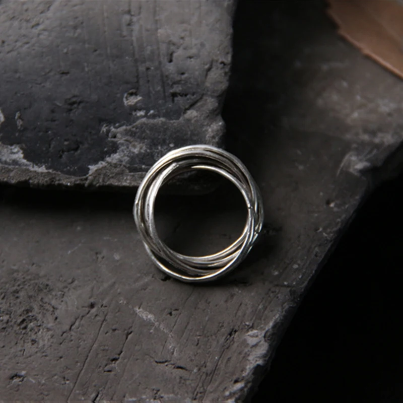 Fyla Mode 100% 999 Silver Rings Gifts Vintage Lucky Fish Carved Multilayer Ring Thai Jewelry Width 5.5mm Weight 4.20g | Украшения и