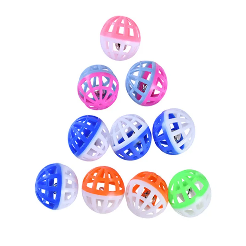 Круглый пластиковый двухцветный мяч для кошек и собак 4 см | Дом сад