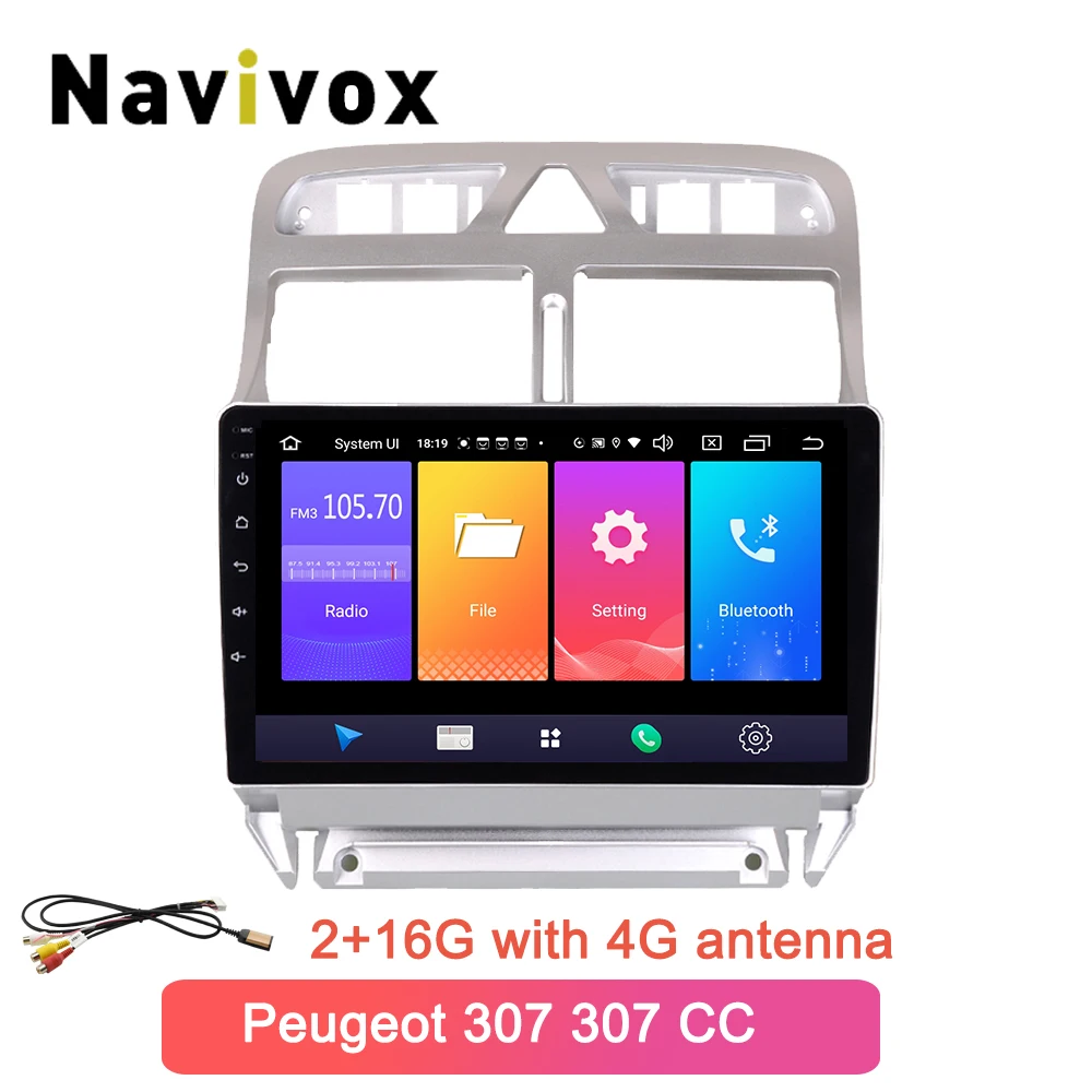 2G RAM 16G ROM Navivox Android 9,0 " стерео Мультимедиа плеер для peugeot 307 2007 2008 2009 2010 2012 2013 авто радио gps навигации - Цвет: 2G RAM 16G ROM