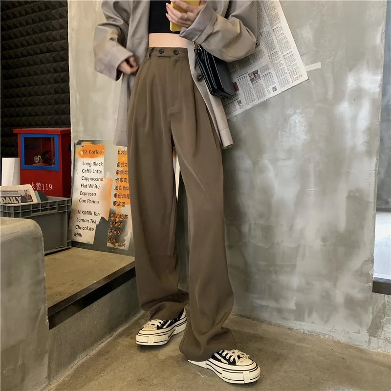 

Wide Leg Pants Women 2021 New Korean Version High Waist Slim Hanging Suit Pants Net Red Age Reducing Casual Pants