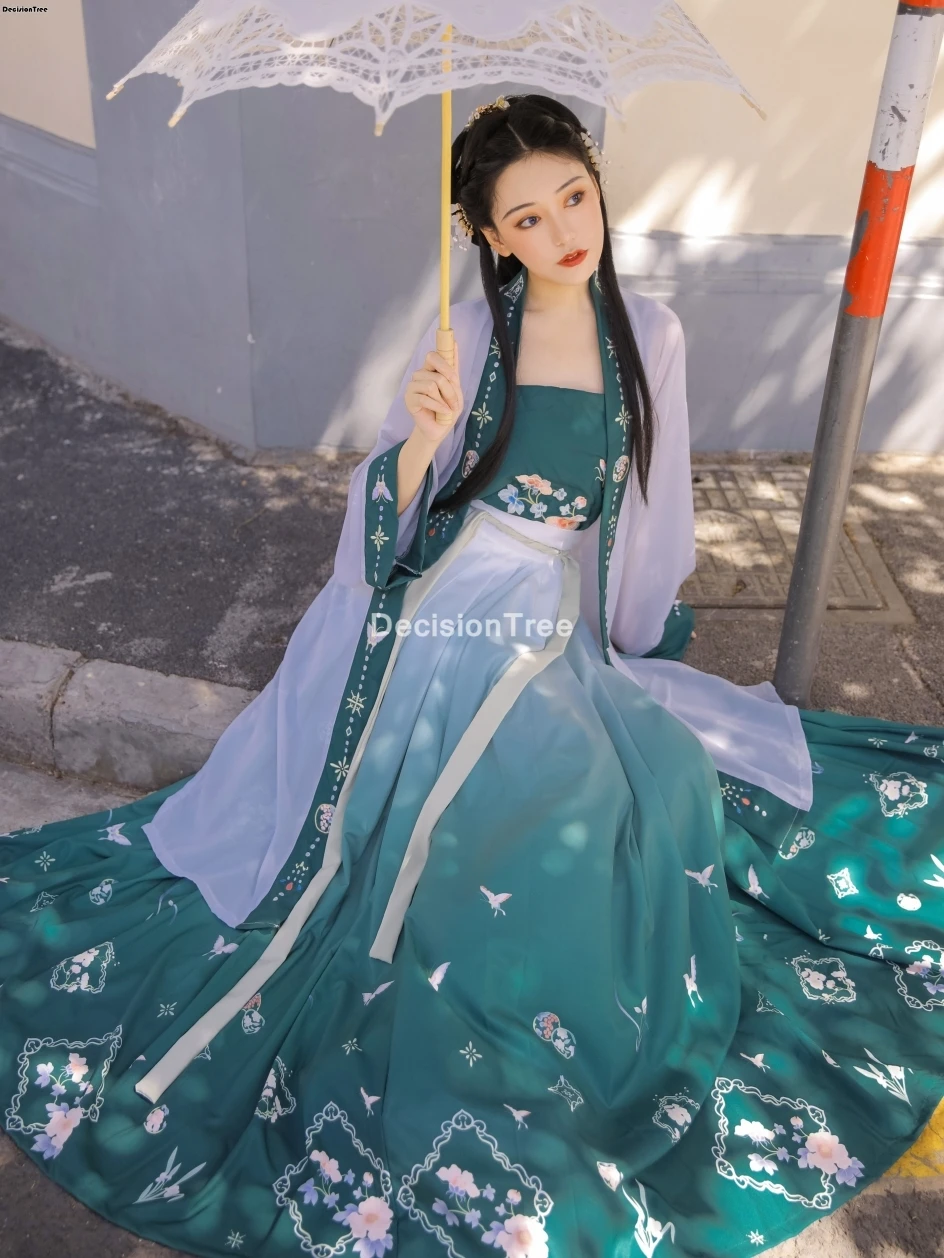

2022 hanfu chinese style ancient costume traditional folk dance stage performance clothing retro singers princess fairy dress
