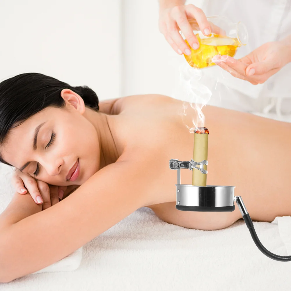 

1 Set of Moxa Rolls Clip Sturdy Moxa Stick Fixator Useful Moxa Stick Holder with Ash Box