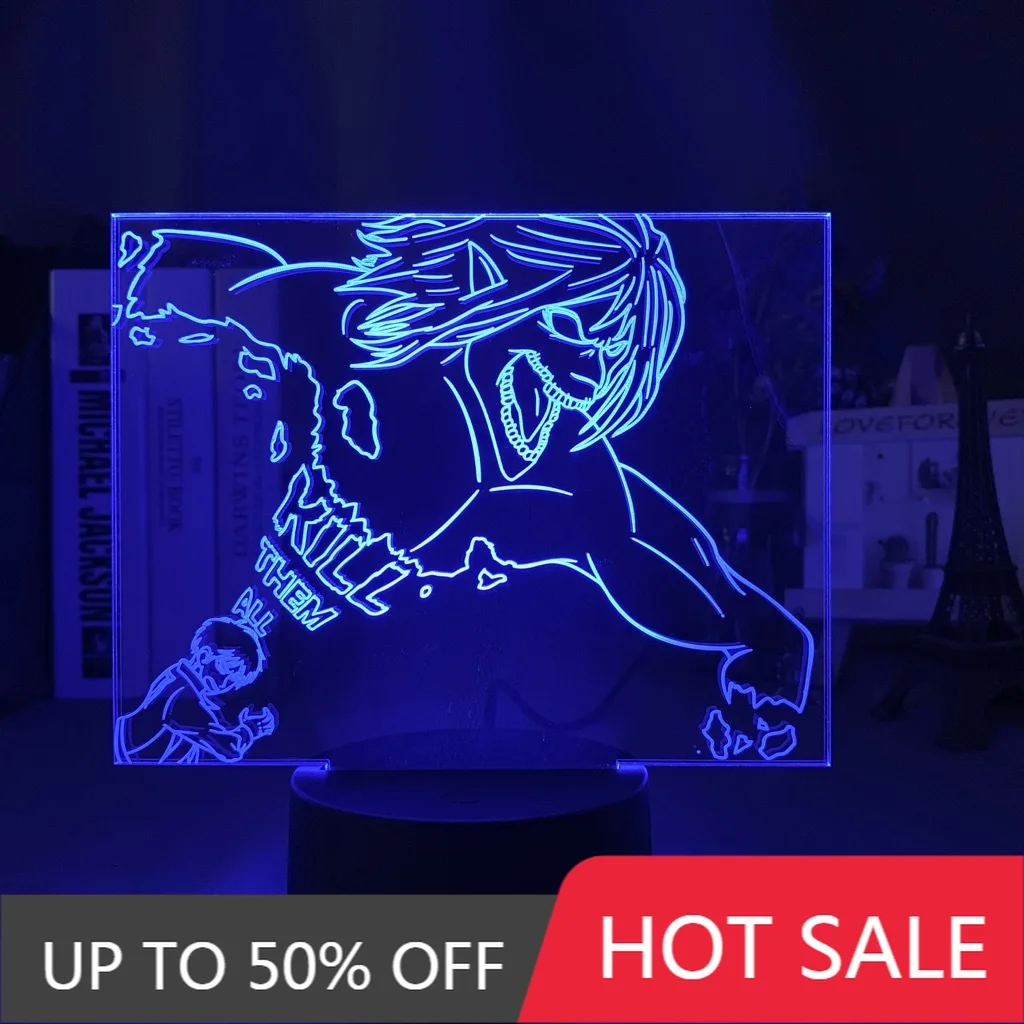 

3d ночной Светильник Эрена йера, настольный ночсветильник с титановым свесветильник для украшения детской спальни, меняющий цвет, ночник дл...