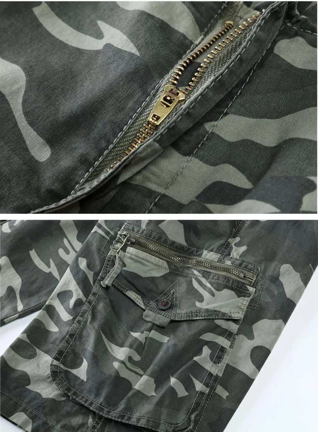 Мужские свободные хлопковые камуфляжные шорты с несколькими карманами и