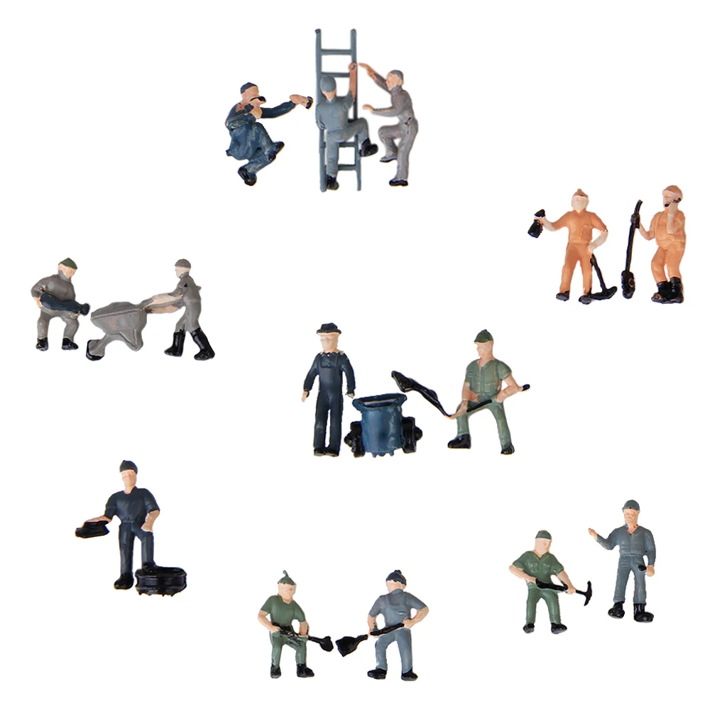 25pcs 1:87 HO Scale Miniature People Model Worker Figurines for Model Train Diorama Scenery DIY Accessories, Assorted