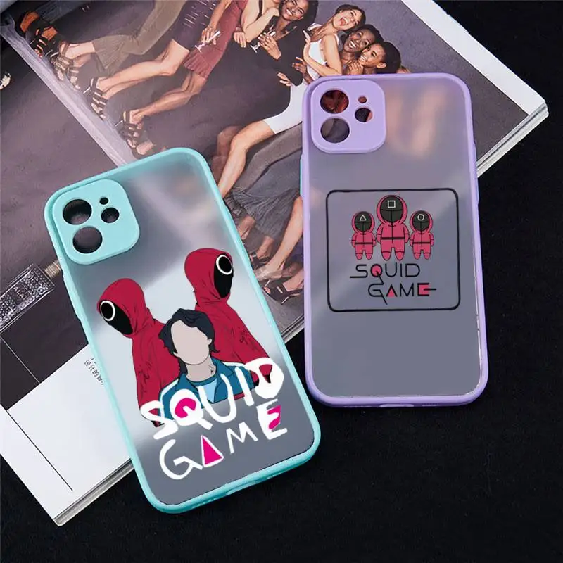 

Squid Game Phone Case For iPhone 12 11 Mini Pro XR XS Max 7 8 Plus X Matte transparent blue Back Cover