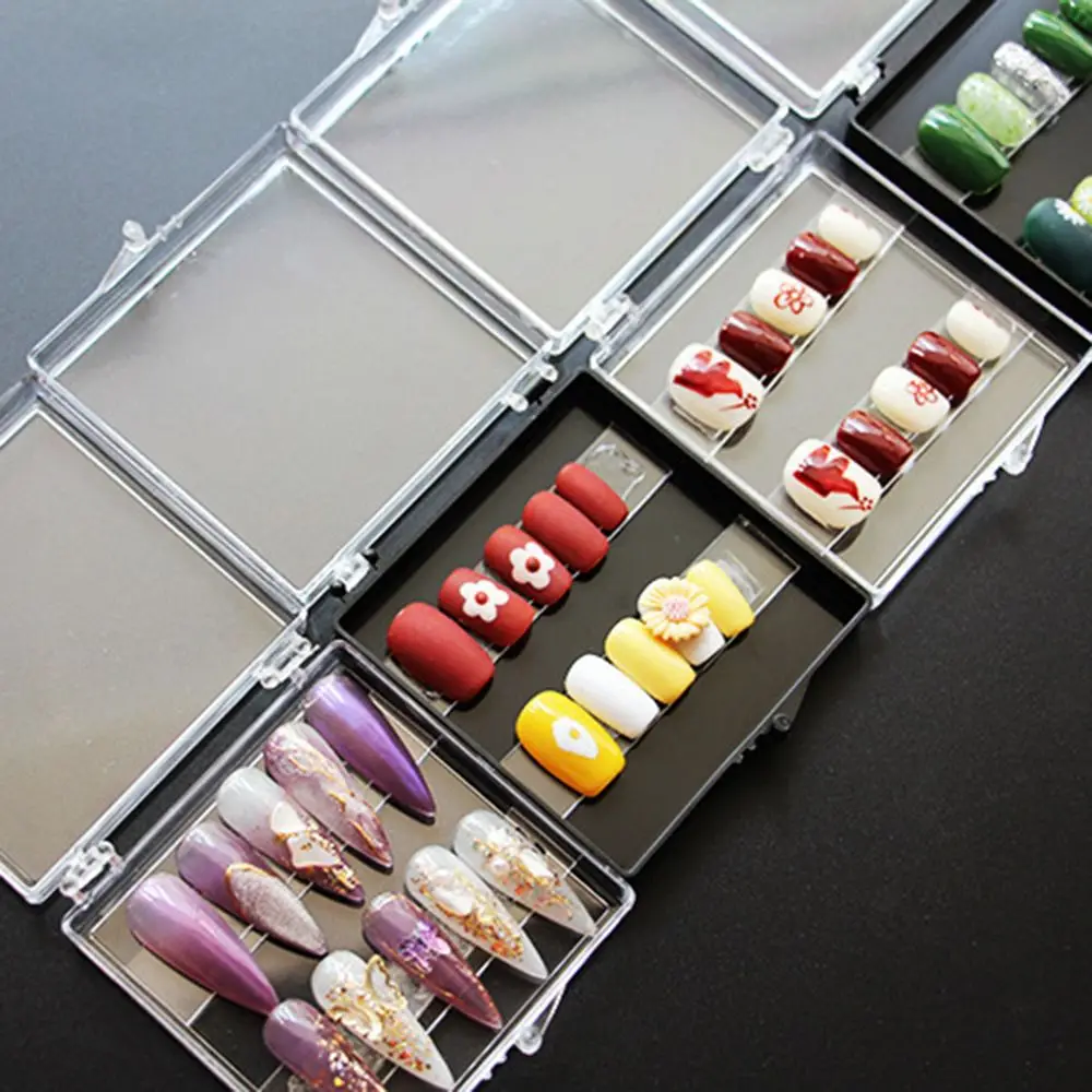 

1Pcs False Nail Press On Wearing Gift Box High-end Transparent Square Flip Tool Packing Box For Fake Nails Finished Product