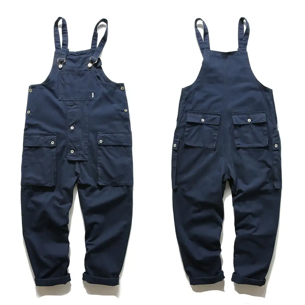 

Spring/Autumn Amekaji Bib Pants For Men Overall Wide Leg Loose American Casual Wear Suspenders Trousers