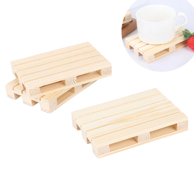 

Rectangular Wooden Small Tray Mini Pallet Beverage Coasters Insulation Pad Cup Coaster Pot Holder Mat 12*8*2CM