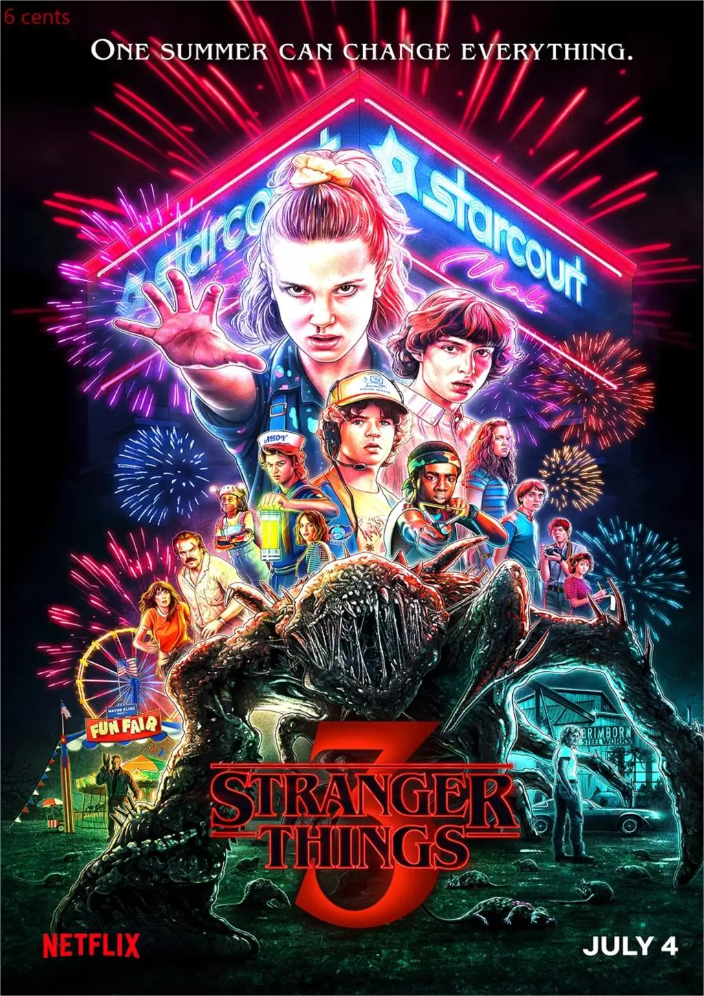 Strange story TV poster illustration retro Kraft decorative painting decoration season 3 | Дом и сад