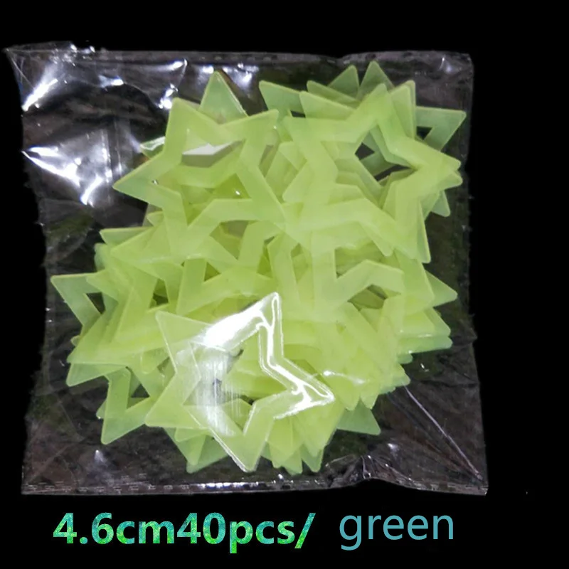 40pcs yellow 40/50/100 шт 3D светящиеся наклейки Декор для дома со звездами и наклейки с Луной для вечерние год украшения Рождественская наклейки - Цвет: 40pcs yellow