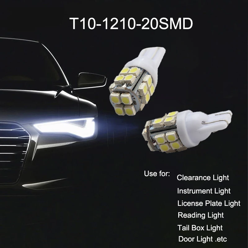 20 шт Белый T10 1210 20SMD W5W 194 3528 Светодиодный лампы для автомобилей просвет Ширина сигнальные лампы для чтения Licengse пластина фары 12V 20 шт Белый T10 1210 20SMD W5W 194 3528 Светодиодный лампы для автомобилей просвет Ширина сигнальные лампы для чтения Licengse пластина фары 12V