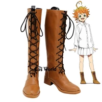 the promised neverland emma customize anime cosplay low heel shoes boots