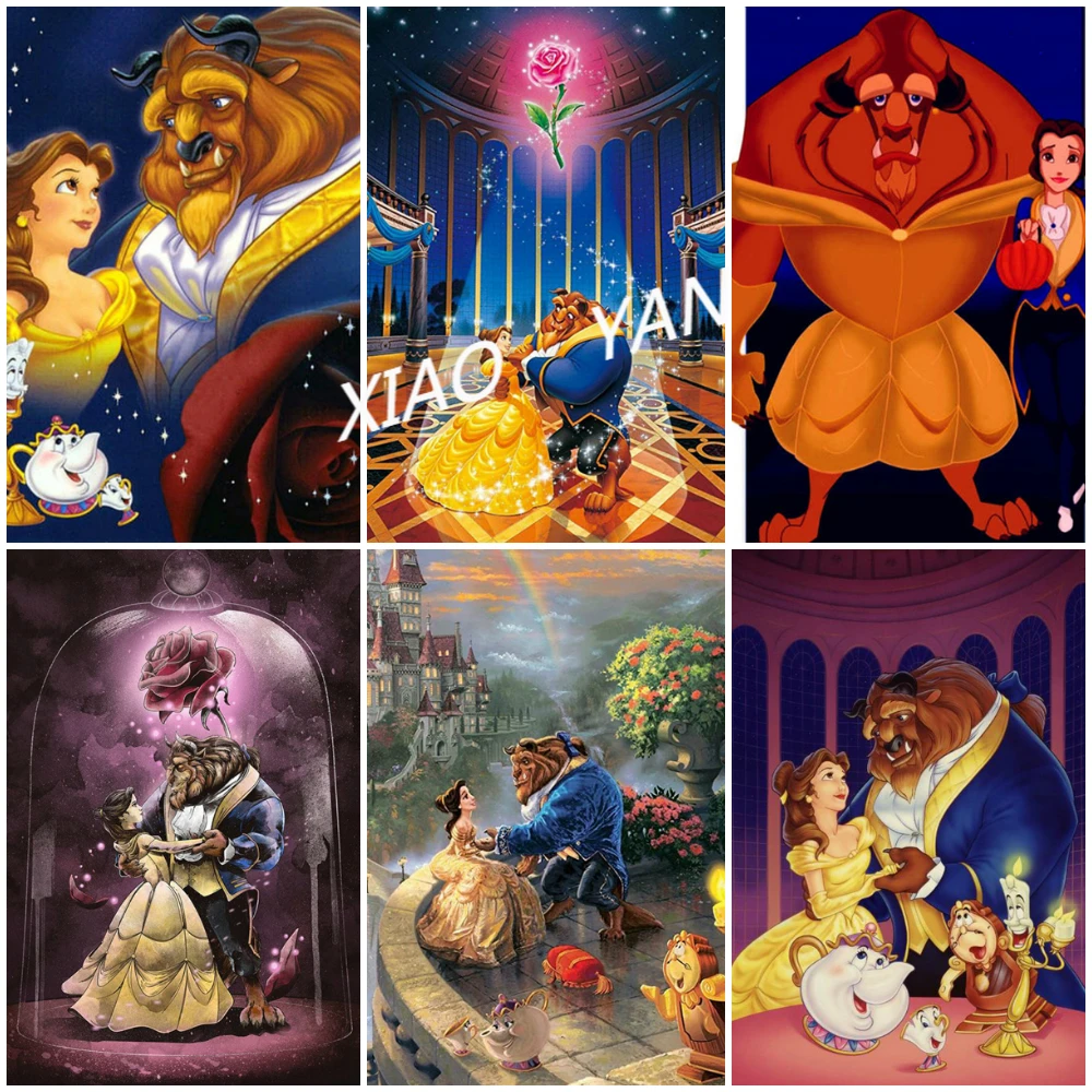 

Алмазная 5D картина «сделай сам» Disney, с мотивом фильма Красавица и чудовище, круглая вышивка, ручная работа, украшение для интерьера
