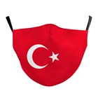 Маска унисекс с принтом турецкого флага, Пылезащитная маска с фильтрами и 3D-принтом, моющаяся Тканевая маска для лица для взрослых и детей