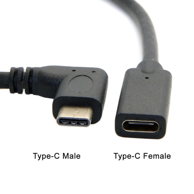 

90 Degree Right Angle USB 3.1 Type C Male To Female Extension Data Cable 1m M5TE