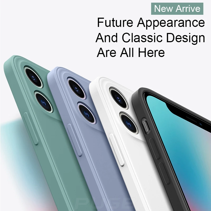 Luxury Soft Liquid Silicone Matte Case For iPhone 12 11 Pro Max Mini X XS XR SE 2020 7 8 Plus Shockproof Camera Protection Cover | Мобильные