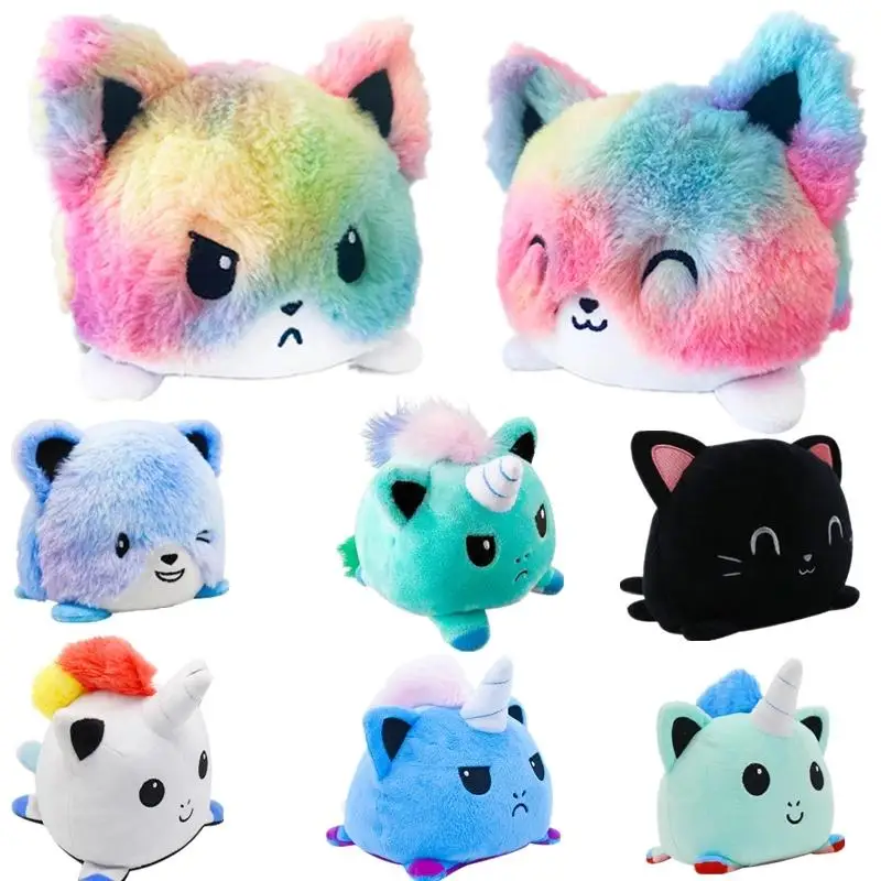 

1PC Soft Double-sided Flip Cat Doll Cute Cat Plush Doll pulpo reversible Plush Toy Children Girls Doll Home Decoration