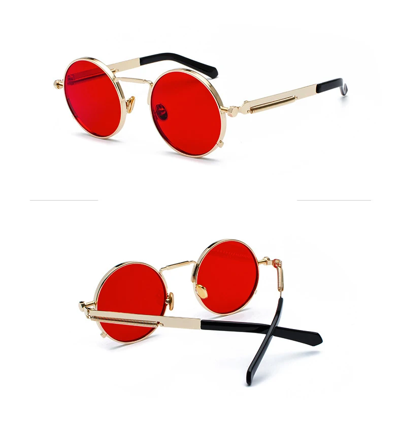 Oculos de sol feminino женские красные очки круглые стимпанк металлические пружины Поляризованные солнечные ретро-очки мужские uv400 Высокое качество